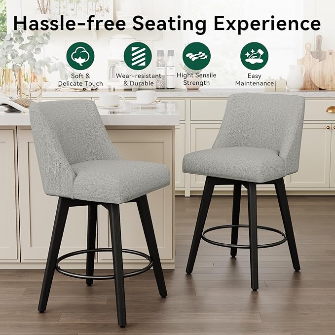 Vipbear Swivel Counter Height Bar Stools Set of 2, 26.8" H Counter Stools - Image 3