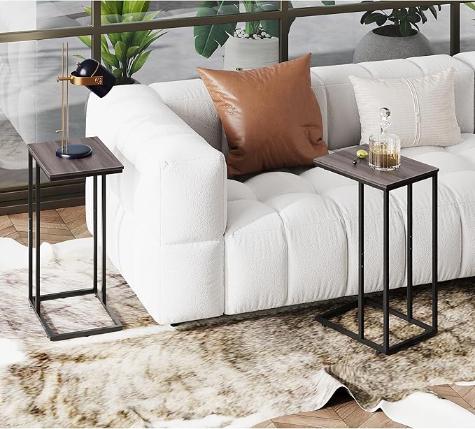 WLIVE Side Table Set of 2, C Shaped End Table Sets, Small Sofa Side Tables - Image 2