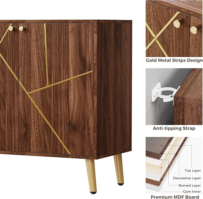 Storage Cabinet, Free Standing Buffet Cabinet, Morden Sideboard and Buffet - Image 8