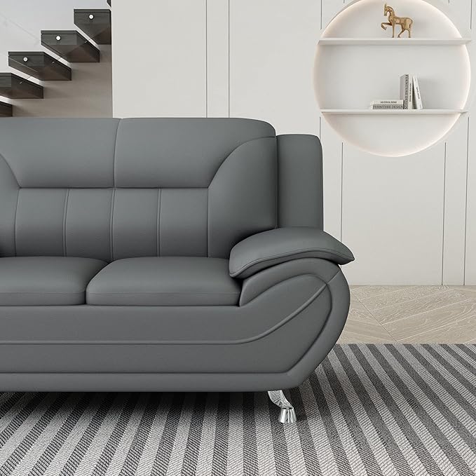 Container Furniture Direct Michael Modern Faux Leather Upholstered Stainless - Image 11