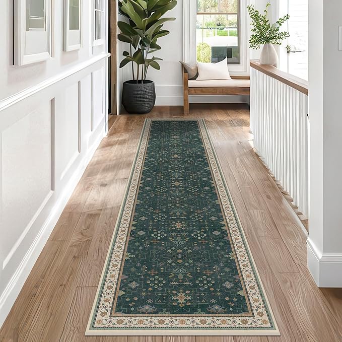 Vintage Dark Green 2x10 Kitchen Rug - Image 2