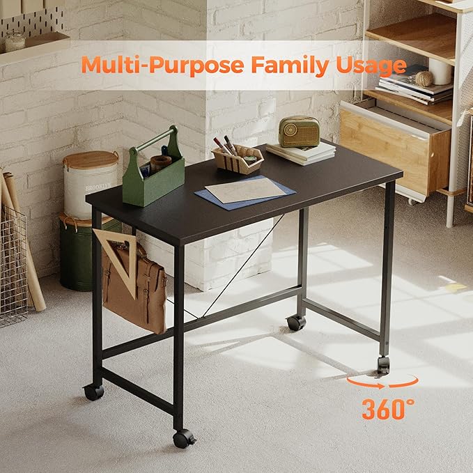Rolling Computer Desk with Wheels, Gaming Desk - Image 4