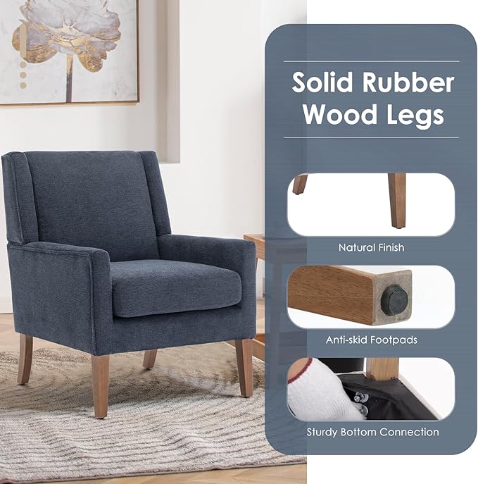 COLAMY Modern Wingback Living Room Chair, Upholstered Fabric Accent Armchair - Image 4
