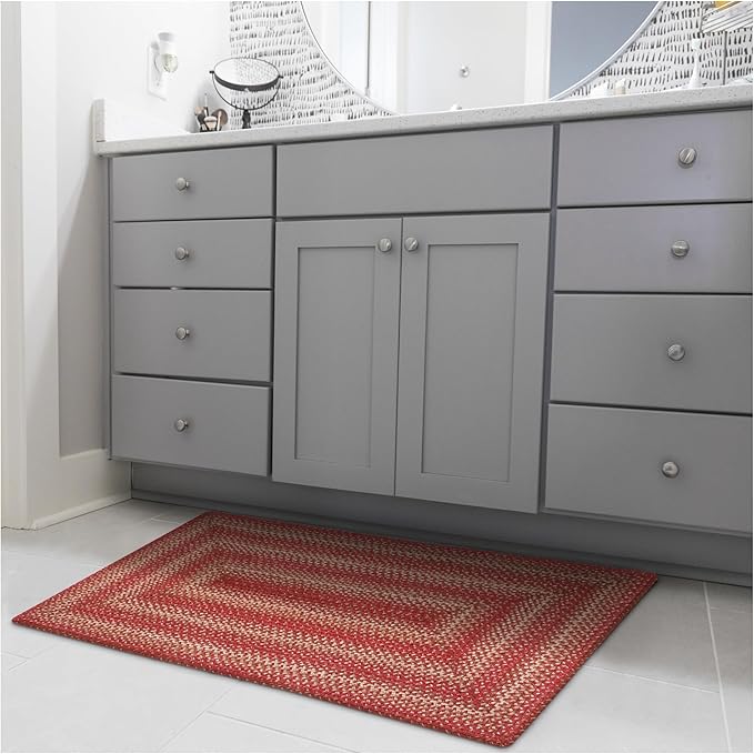 Homespice 27x45” Red Rect. Braided Rug. Apple Pie Red Jute Rug. Uses- Entryway by Homespice