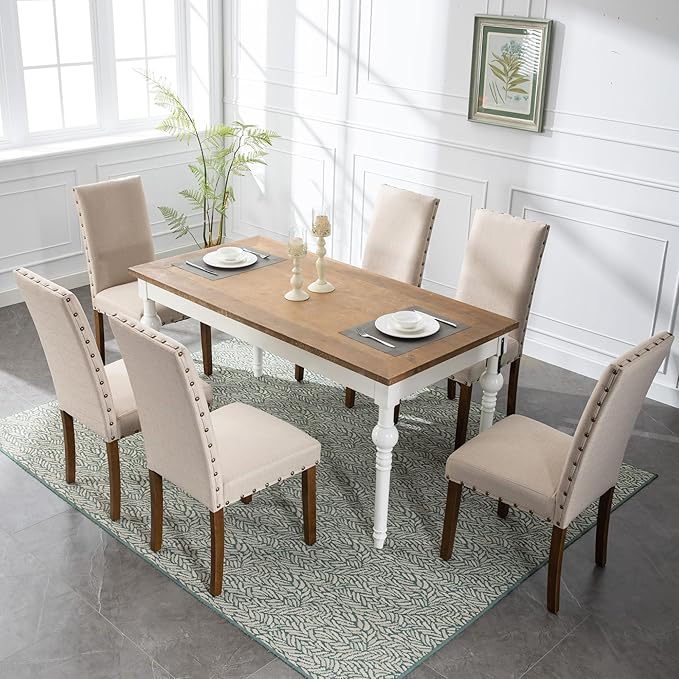 Parsons Kitchen Dining Chair Set Room Modern Upholstered Stylish Fabric High - Image 4