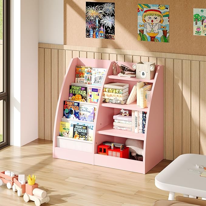4 Tier Kids Bookshelf, 4 Layer Sling Kids Book Shelf - Image 3