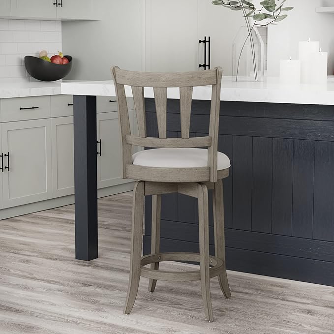 Hillsdale Presque Isle 26" Wood Swivel Counter Height Stool, Aged Gray - Image 14