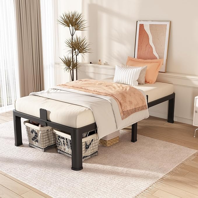 FUIOBYVV Twin Bed Frames with Round Corner Edge Legs, 14 Inch High 3500 lbs - Image 4