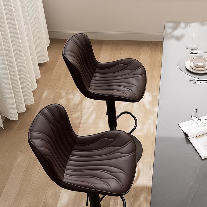 YOUNIKE Brown Bar Stools Set of 4 Modern Swivel Counter Height Bar Chair - Image 6