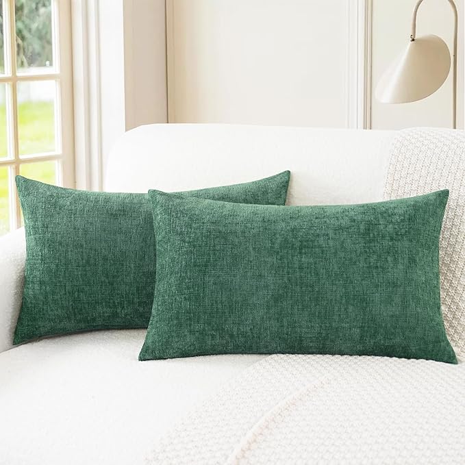 CaliTime Throw Pillow Covers Decorative 12 X 20 Inches Pack of 2 Cozy Chenille by CaliTime