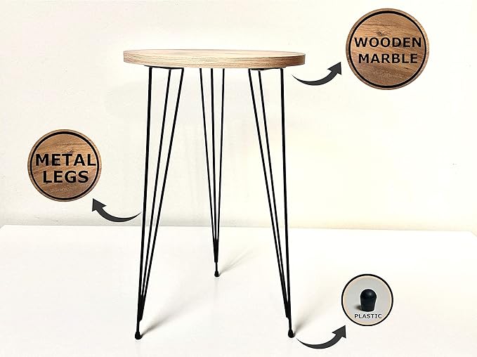 PAK HOME - Set of 2 Pine Wood Grey End Table – Round Wood Sofa Side Coffee - Image 10