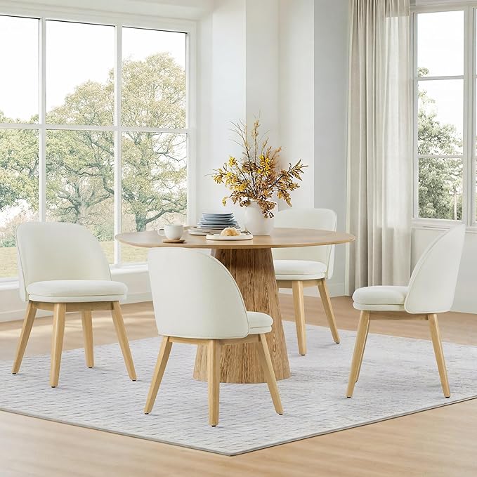 Wooden Dining Chairs Set of 2, Fabric Upholstered Modern Dining Room Chairs - Image 6