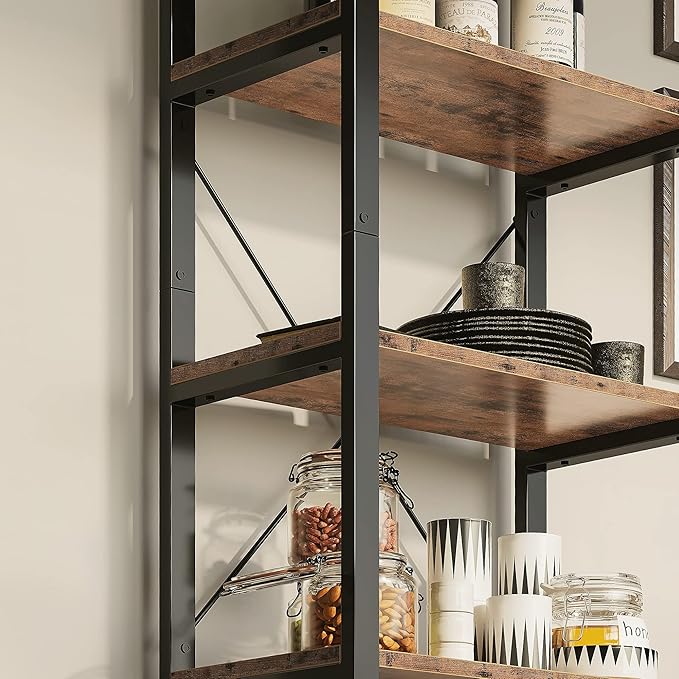 IRONCK Bookshelf 5-Tier Ladder Shelf 110 lbs or Shelf Vintage Industrial Style - Image 5