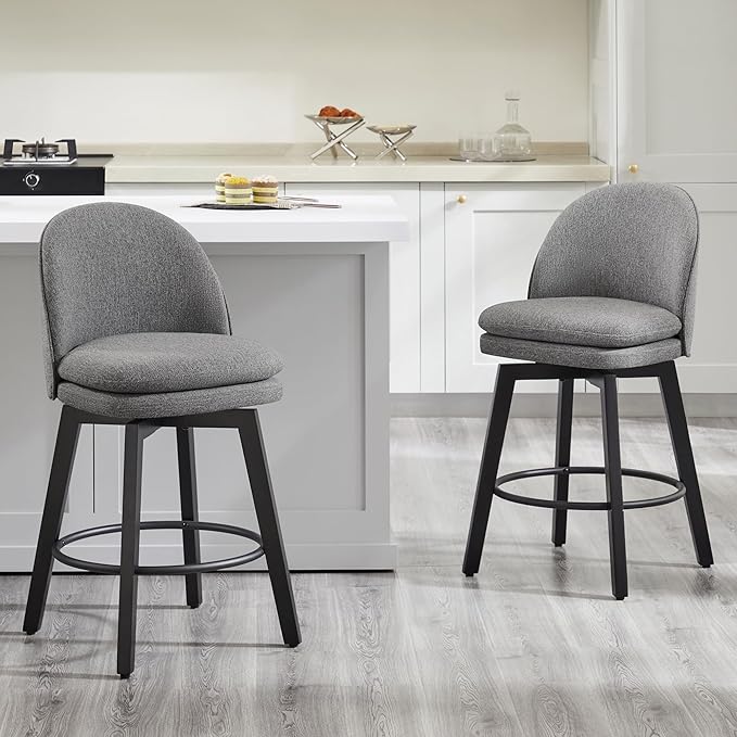 Counter Height Barstools 26 inch Upholstered Swivel Bar Stools - Image 2