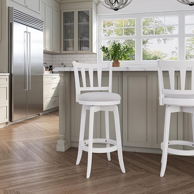 HILLSDALE Presque ISLE Wood BAR Height Swivel Stool White - Image 2
