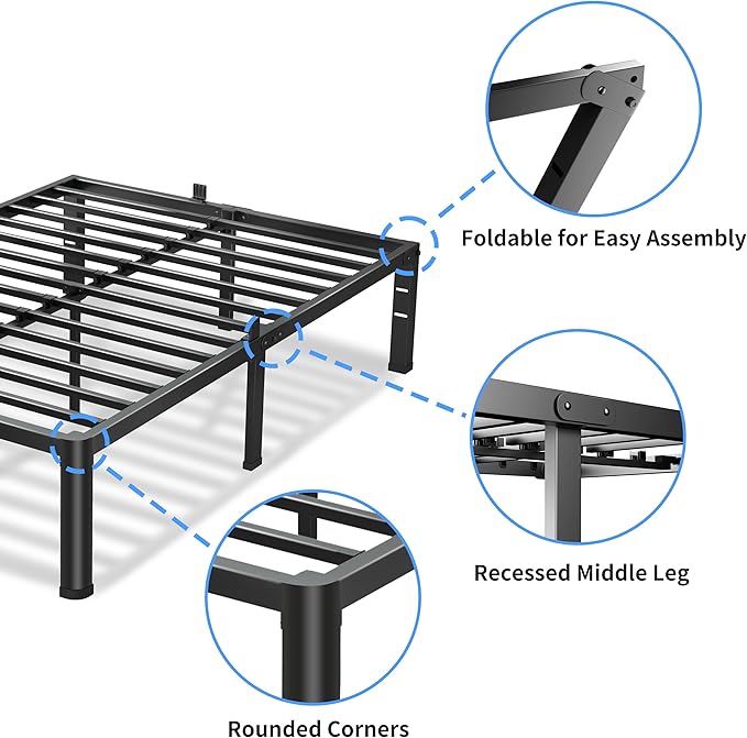 14 Inch Twin XL Bed Frame, 3500Lbs Heavy Duty Metal Platform - Image 5