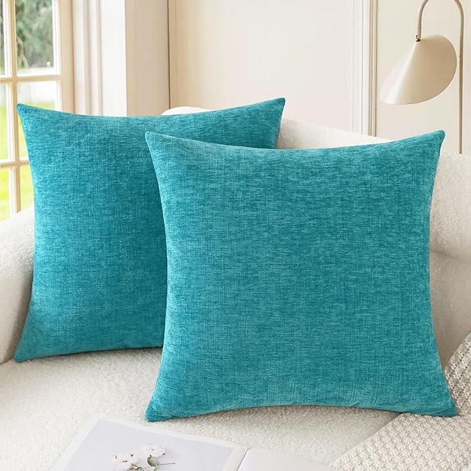 CaliTime Throw Pillow Covers Decorative 24 X 24 Inches Pack of 2 Cozy Chenille by CaliTime