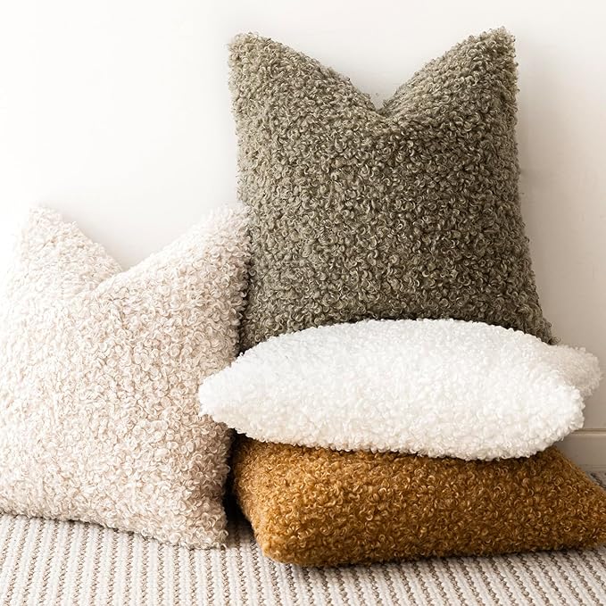 Foindtower 2 Pieces 24x24 Inch Sage Green, Faux Fur Throw Pillow Cover Accent - Image 5