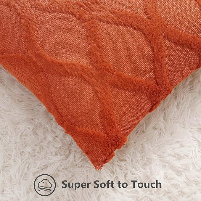 decorUhome Fall Throw Pillow Covers 22x22 Inch Set of 2, Soft Plush Faux Fur - Image 2