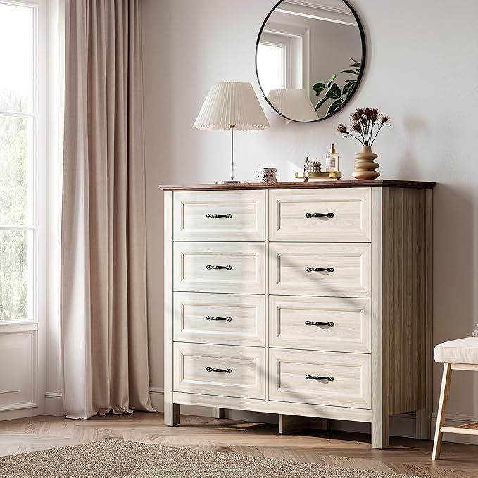 LINSY HOME 8 Drawers Dresser for Bedroom, Modern Farmhouse Dresser TV Stand - Image 3