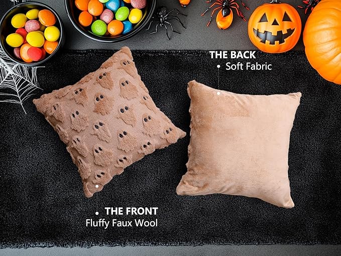 4TH Emotion Halloween Ghost Decorative Pillow Covers 16x16 Set of 2, Light - Image 5
