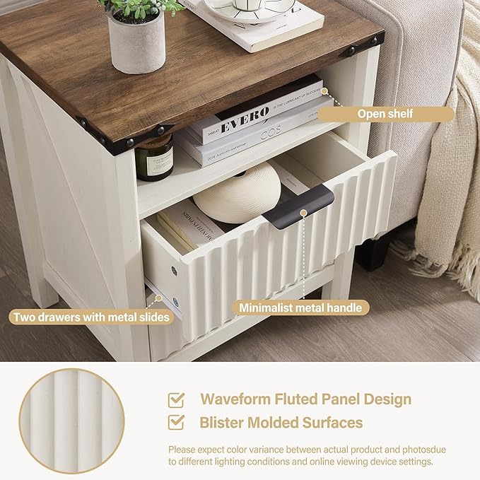Antique White Night Stand with Charging Station - Image 3