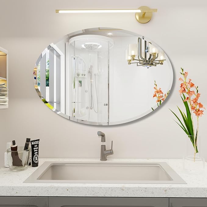 Oval Bathroom Mirror, 32X48 inch Oval Frameless Mirror, Frameless Mirrors - Image 6