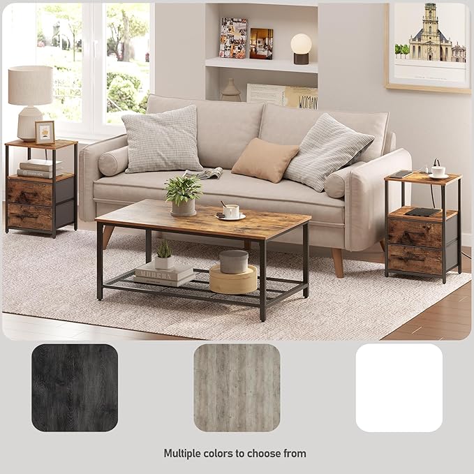 TUTOTAK End Table with Charging Station, Night Stand, Side Table with 2 USB - Image 8