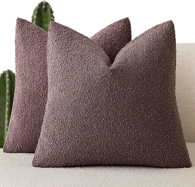 Foindtower Pack of 2 Textured Boucle Throw Pillow Covers Accent Solid Pillow by Foindtower