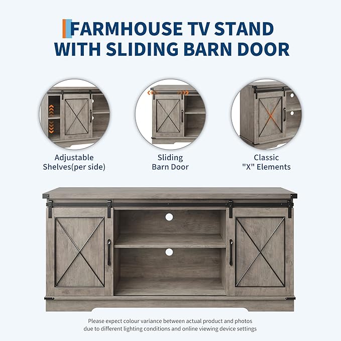 GarveeHome Farmhouse TV Stand for TV up to 65 Inches and Entertainment Center - Image 9