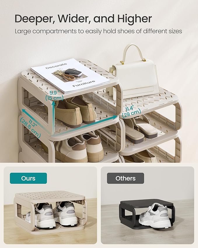 SONGMICS Shoe Rack, Shoe Organizer, 6 Shelves, Shoe Storage, Narrow Shoe Shelf - Image 4
