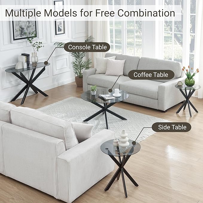 Round Glass Coffee Tables for Living Room, Home Office, Modern & Simple Center - Image 6