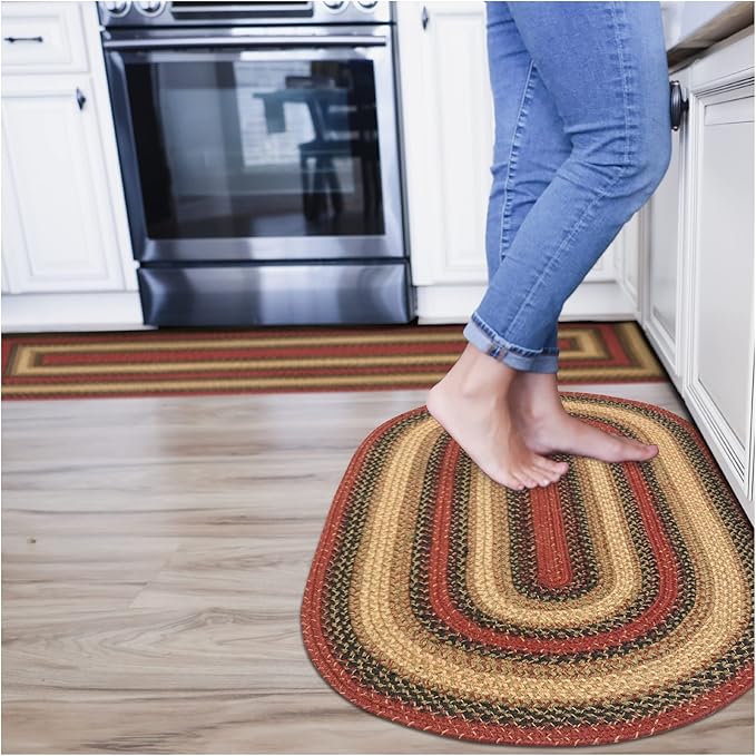 Highland Multi Color Jute Braided Oval Rugs, 27x45 by Homespice