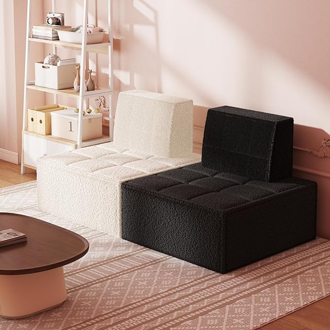 Modular Sherpa Sofa Chair, Cozy Floor Lounge Seating, No Armrests, Small Sofa - Image 5
