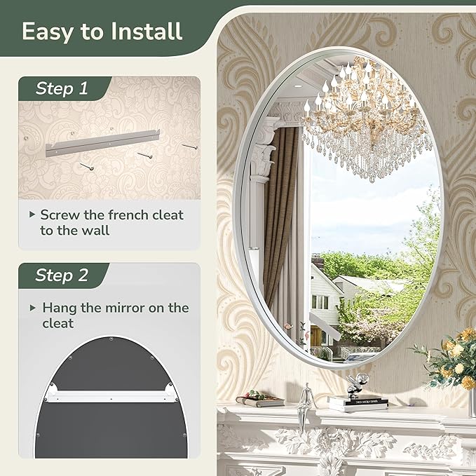 TokeShimi Oval Mirrors for Wall Decor 24x36 Inch - Image 6