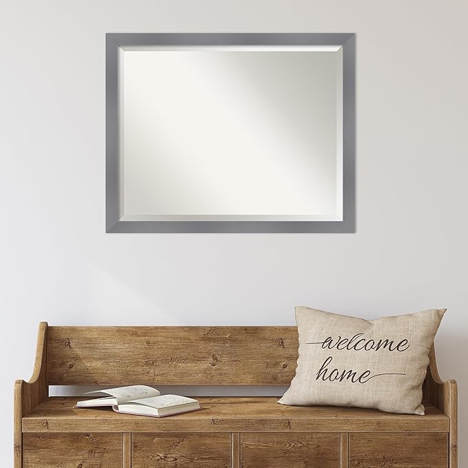Amanti Art Grey Wall Mirror 25x31 Edwin Grey Rectangle Bathroom Mirror - Image 5