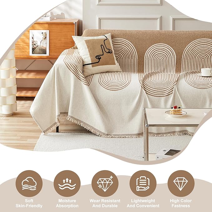 STACYPIK Modern Beige Geometric Couch Cover - Image 8