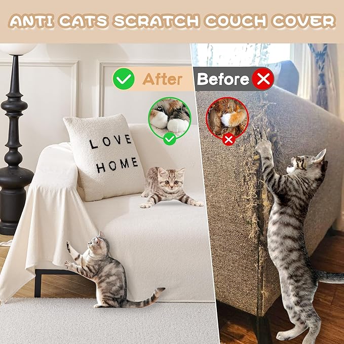 MYSKY HOME White Couch Cover for Dogs Washable Pet Couch Cover Furniture - Image 5