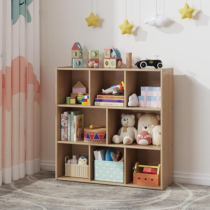 3-Tier Montessori Solid Wood Shelves Toy Organizers and Storage, 8-Compartment - Image 4