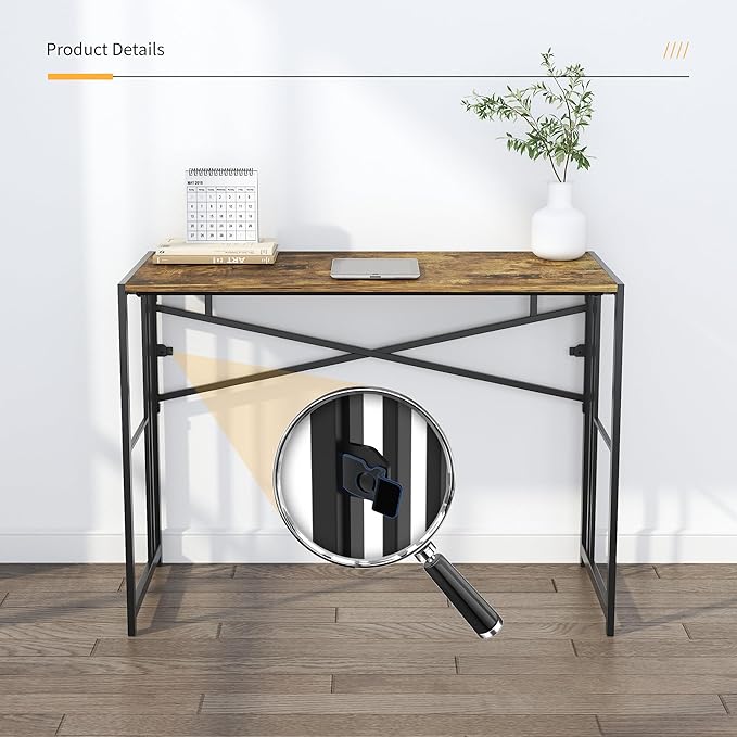 35 inch Small Folding Computer Desk, Writing Gaming Computer Desk - Image 8