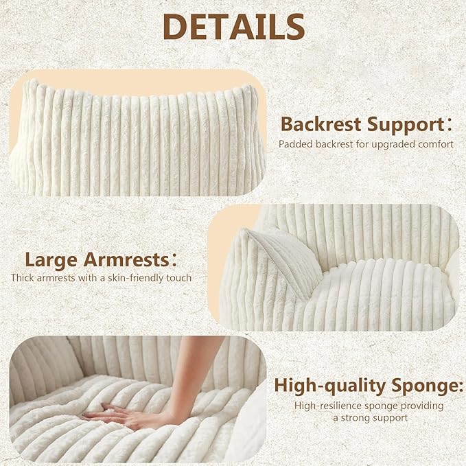 Giant Bean Bag Chairs for Adults Teens, Large Bean Bag Sofa Chairs - Image 4