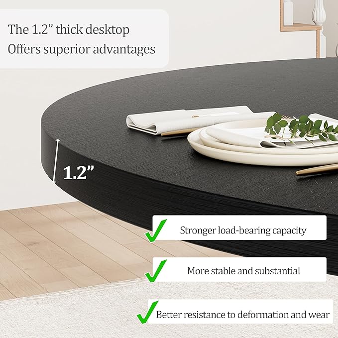 GarveeHome Round Dining Table for 4, Kitchen Dining Room Circle Dinner Pedestal - Image 6