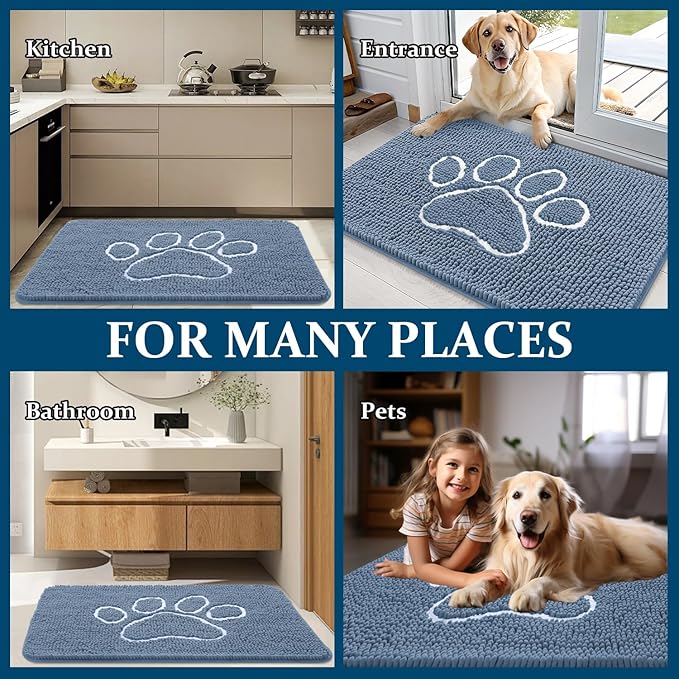 OLANLY Door Mat for Muddy Dog Paws 30x20, Absorbent Chenille Doormat - Image 7
