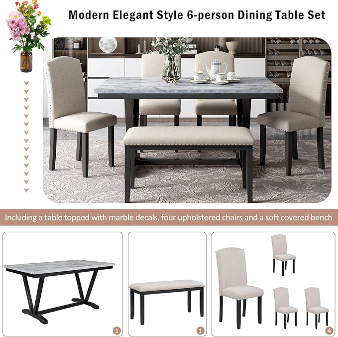 Ball & Cast 6 Piece Dining Table Set - Image 4