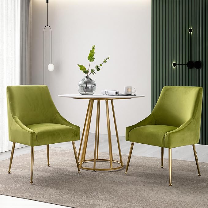 Modern Velvet Dining Chairs Set of 6, Contemporary Upholstered Furniture - Image 2