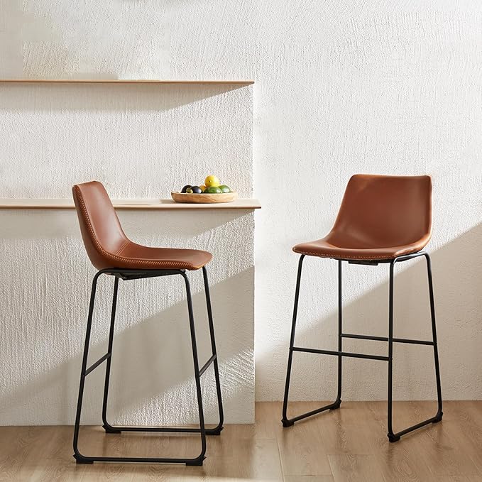 DUMOS 30 Inch Counter Height Bar Stools Set of 2, Modern Faux Leather High - Image 2