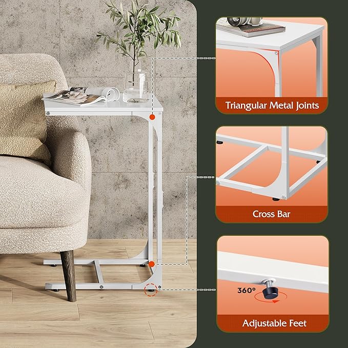 WLIVE C-Shaped End Table Set of 2, Small Couch Side Tables - Image 5