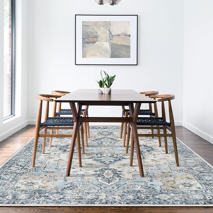 GENIMO 8x10 Area Rugs for Living Room, Machine Washable Non Slip Vintage Rugs - Image 3