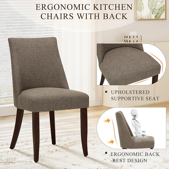 COLAMY Upholstered Dining Chairs Set of 4, Mid Century Modern Kitchen Chairs - Image 3