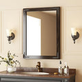 VocalStar Black Wood Framed Mirror 24 x 32 Inch, Rustic Natural Black Wooden by VOCALSTAR